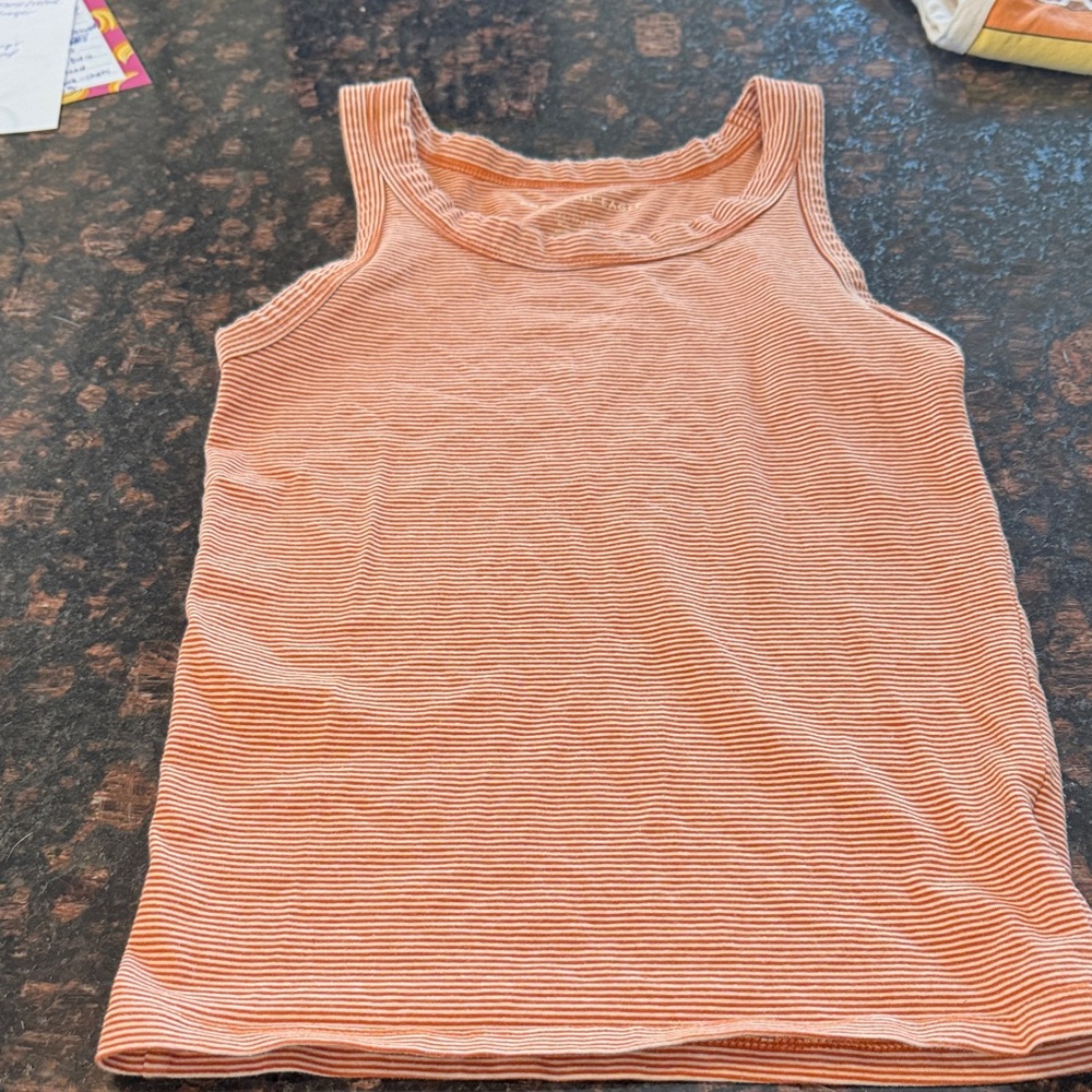 American Eagle By Payless Orange Striped Tank Top